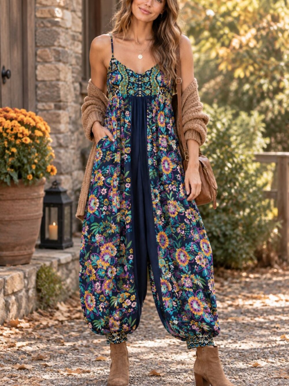 Anthropologie Vega Lounge Rio Harem Jumpsuit S Floral Balloon Leg Boho